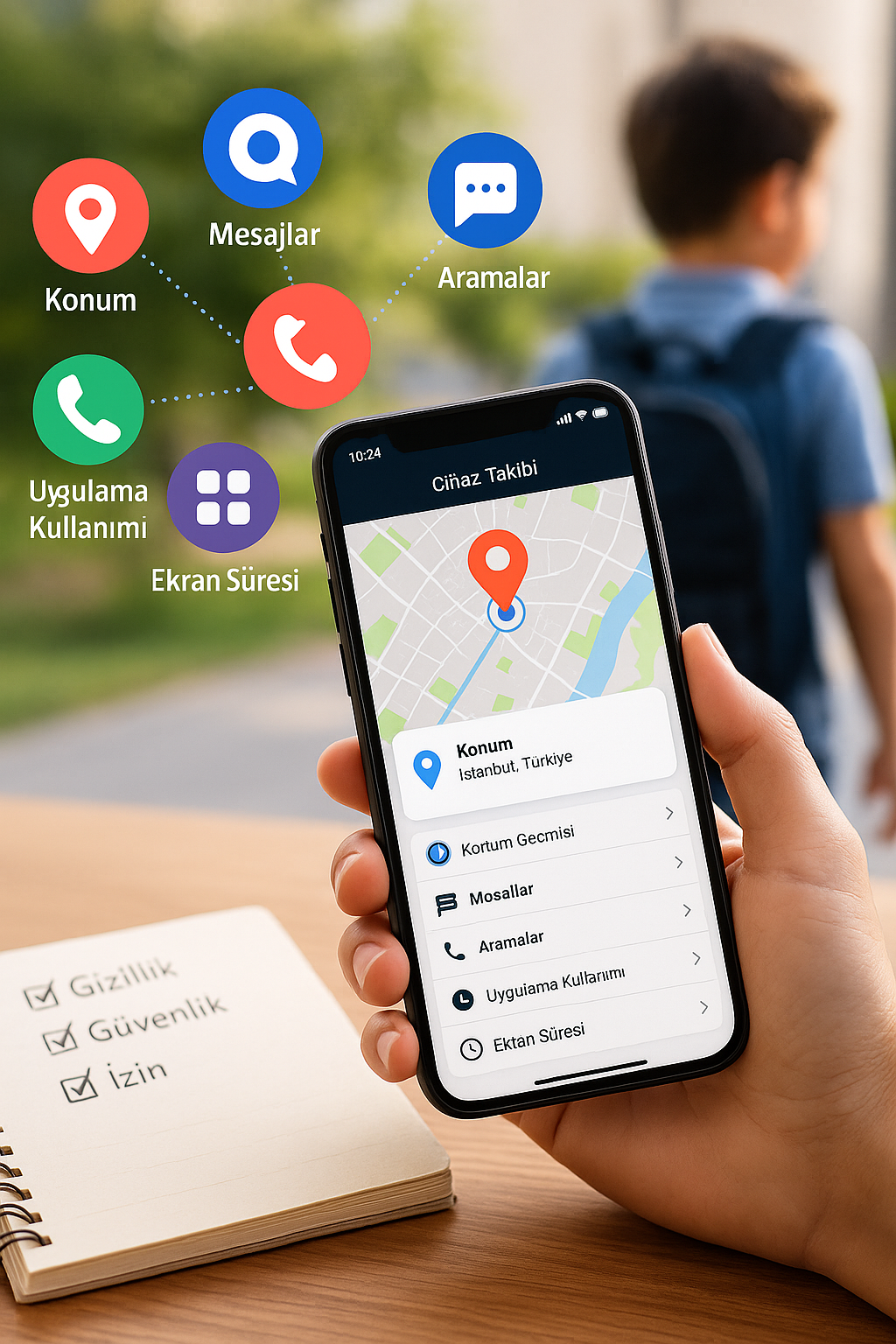 telefona yüklenen takip programı